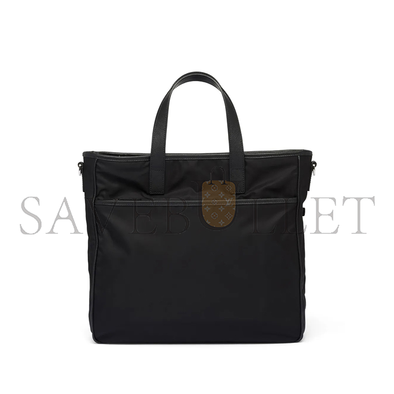 Pra*a re-nylon and saffiano leather tote bag 2vg860 (36*34*8cm)